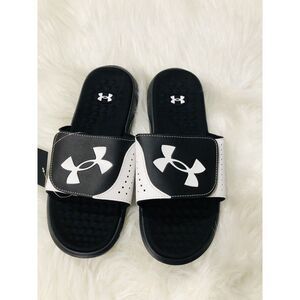 New Under Armour Mens Ignite Pro Slide Athletic Sandals‎  Size 8 Black/White